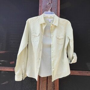 Button-down Shirt, Green & White; Chain, Star of Venus, Modified Cross Pattern